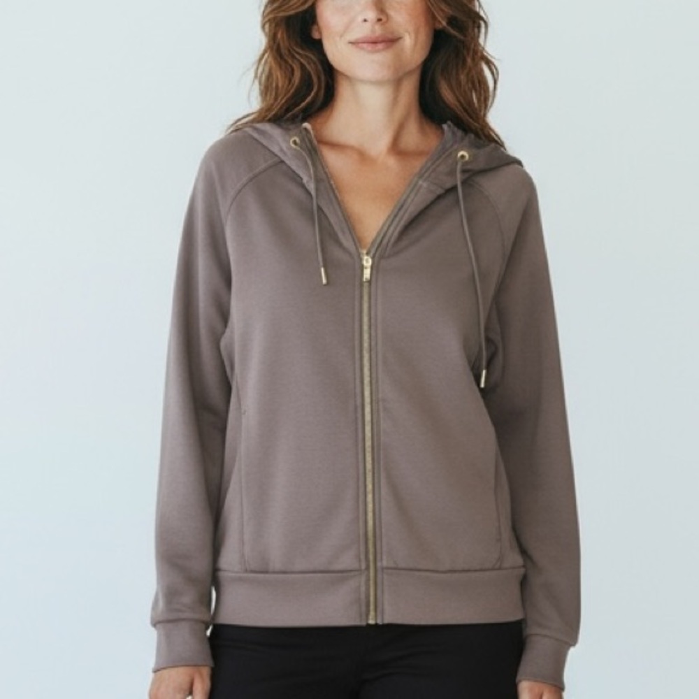 Elie Tahari Ash Grey Zip Hoodie Jacket Size S | $98 Retail
